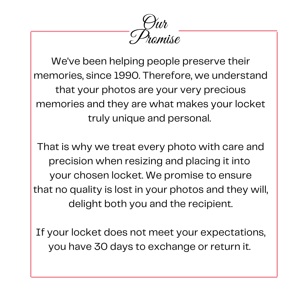 The locket shop promise. Personalized sterling silver photo lockets.