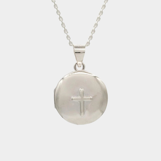 Round locket with cross