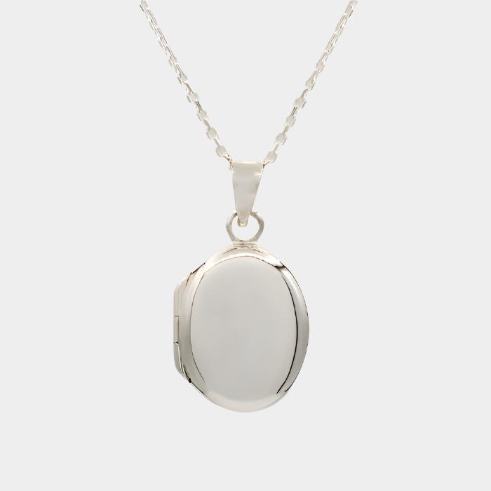 small oval silver locket