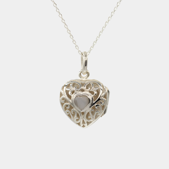 solver locket with white stone