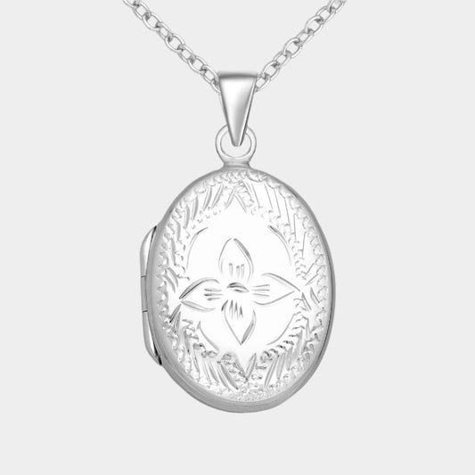Oval Picture Locket Necklace, sterling  silver on a silver chain